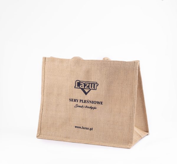 Torba jutowa z logo Lazura 40×32×19 cm