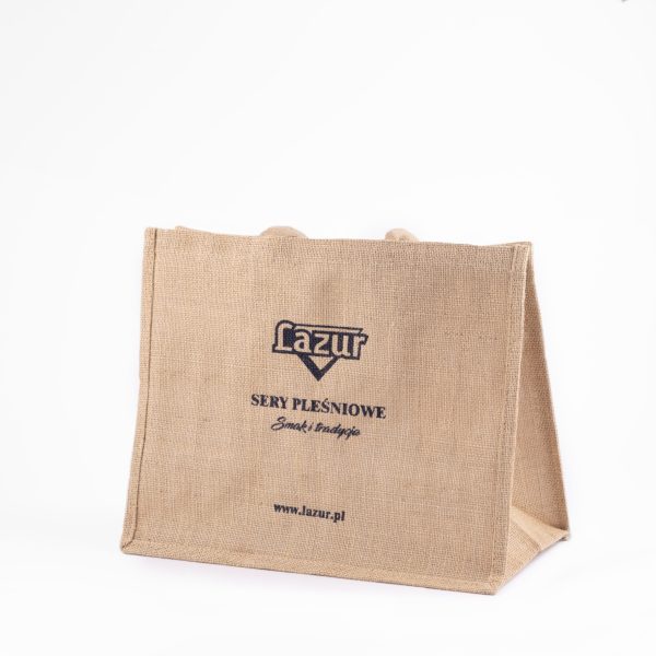 Torba jutowa z logo Lazura 40×32×19 cm